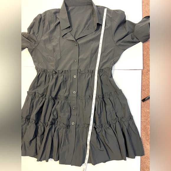 Women’s black layered mini shirt dress long sleeve button-down size XL - Picture 7 of 8